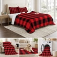 thumbnail image 6 of Twin XL Quilt Set 68''x98'', Red Black Buffalo Plaid Lightweight Summer Bedspread Coverlet Set with 2 Pillow Shams, Black Red Checkered Breathable All Season Quilt Bedding for Dorm/Guest Room, 6 of 9