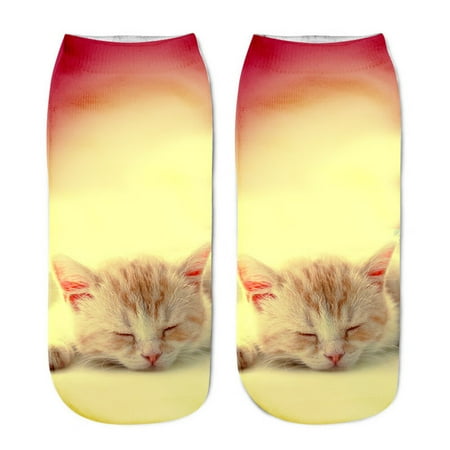 

KEVCHE Popular Funny Unisex Short Socks 3D Cat Printed Anklet Socks Casual Socks