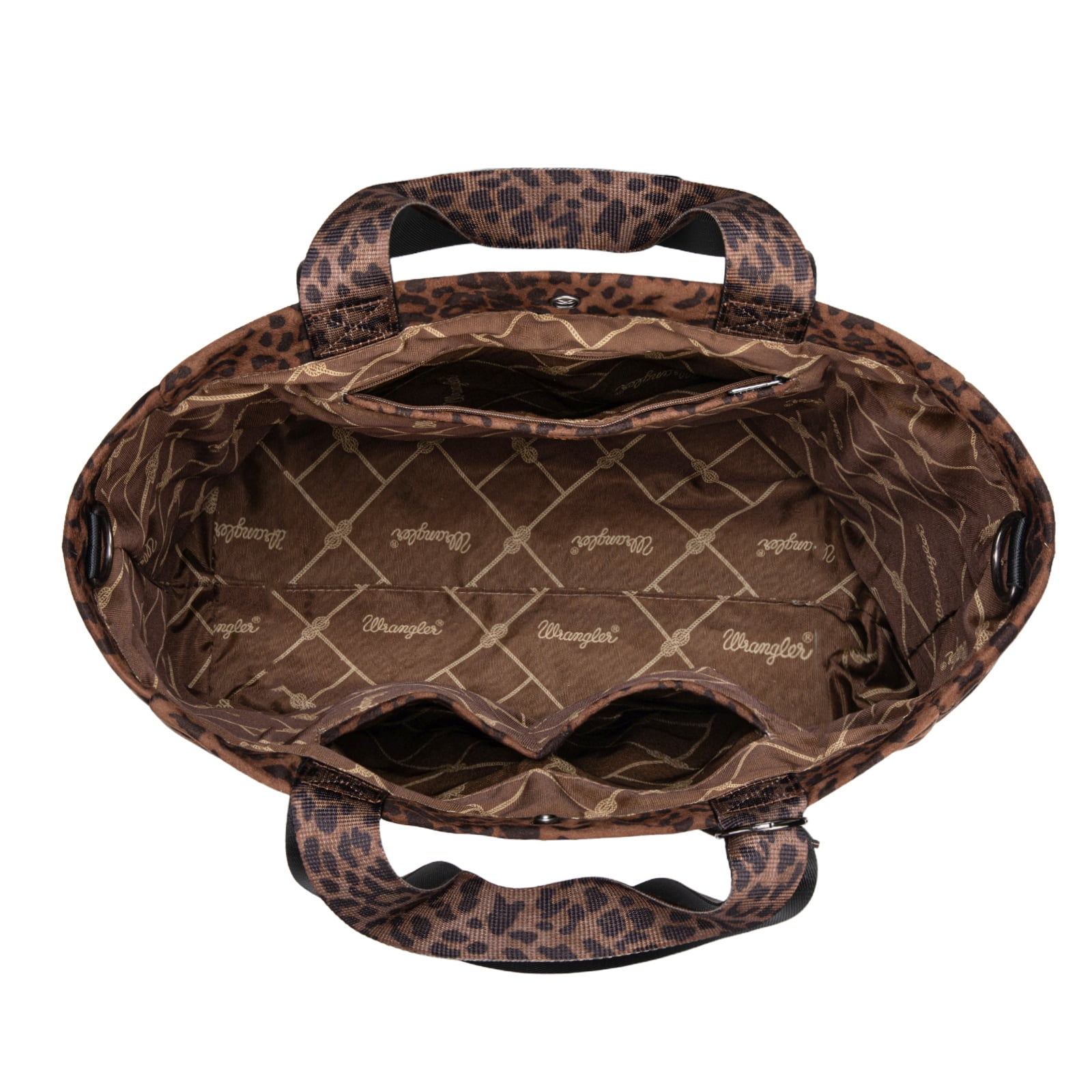 Wrangler Large Tote Bag for Women Designer Leopard Print Purse for Travel Work Gym, Brown