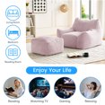 thumbnail image 4 of ZAFLY Oversized Bean Bag Chair for Adults, Faux Fur Large Comfy Chair with Footstool, Big Lazy Floor Sofa for Gaming - Pink, 4 of 8
