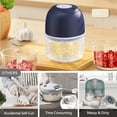 thumbnail image 5 of Mini Food Processor Cordless 250ml Small Garlic Chopper 1 Cup Battery USB Rechargeable Electric Food Chopper Wireless Portable Vegetable Meat Blender Kitchen Mixer for Onion Salad  Food Blue, 5 of 7