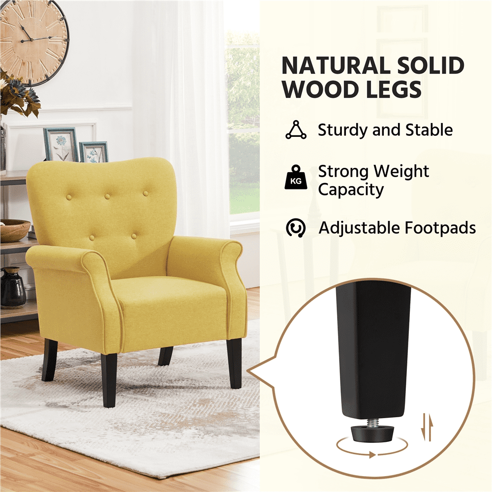 Renwick 2pcs Modern Accent Arm Chair, Yellow