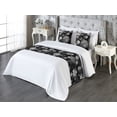 thumbnail image 3 of Buds Pattern Bed Runner Set, Dreamy Silhouettes of Melancholic Floral Design Gothic Colors Art, Decorative Bedding Scarf & 2 Pillow Shams for Hotels Homes, Queen, Charcoal Grey Pale Grey, by Ambesonne, 3 of 3