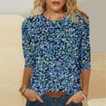 thumbnail image 2 of Inleife New Arrivals Fashion Women's Printed Blouses Three-Quarter Sleeve T-Shirt Round-Neck Top, 2 of 5