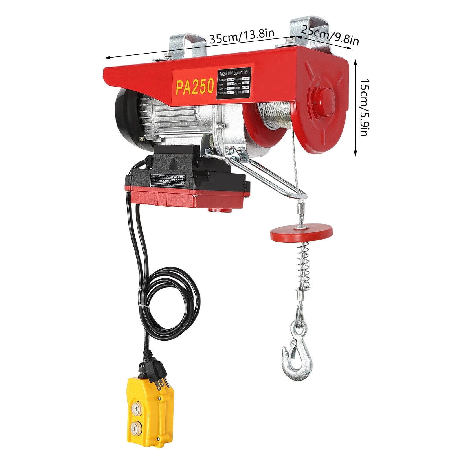 Electric Cable Hoist Crane Winch Garage Lift Wireless/Wired Remote Control 2 in1