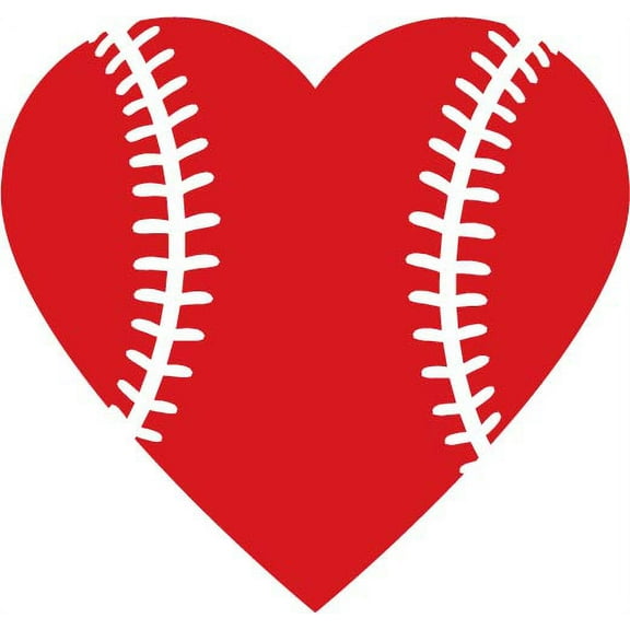 Heart Baseball Love Vinyl Decal Sticker|Cars Trucks Vans Walls Laptops Cups|Red|5.5 In|KCD874