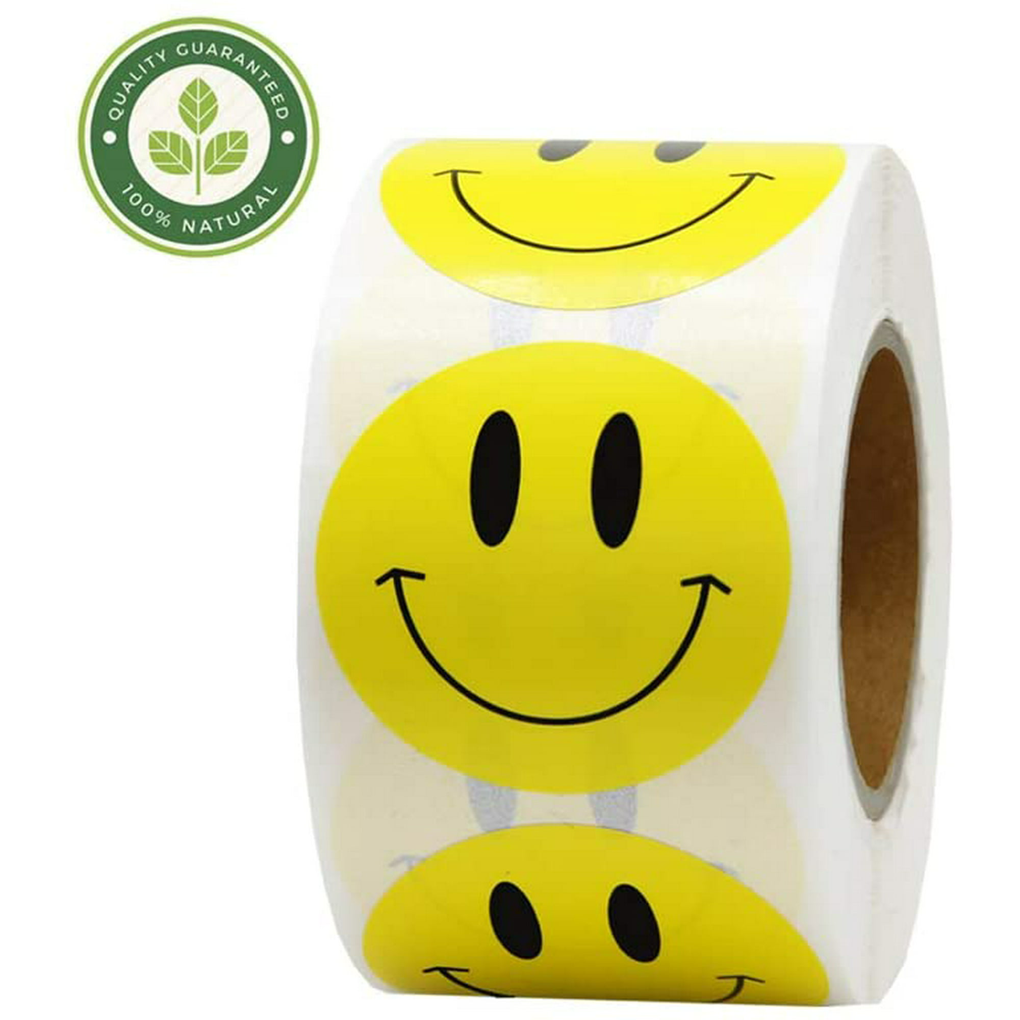 Hcode Happy Smiley Face Stickers Circle Dots Labels pour les enseignants  500 pièces par rouleau (jaune, 1,5 pouce)