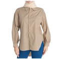 thumbnail image 2 of Fesfesfes Womens Yellow Tshirt Women Solid Color Lapel Casual Long-Sleeved Pocket Shirt Ladies Tops Free Size(US:4-10), 2 of 6