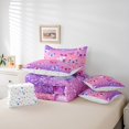 thumbnail image 6 of Manfei Girly Pink Butterfly 7 Pieces Bedding Comforter Set for Girls, Fashion Sequin Print Full Bedding Set, Dreamy Cartoon Theme Reversible Fitted Sheet Flat Sheet, Microfiber Bedroom Decor, 6 of 8