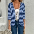 thumbnail image 6 of Cardigan Sweaters Casual Dressy Cardigans Casual Loose 2026 Spring Outfits Women's Casual Striped Long-Sleeve Cardigan Jacket/Top Blue L, 6 of 7