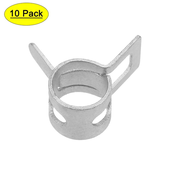 Unique Bargains Steel Band Clamp 8mm for Fuel Line Silicone Hose Tube Spring Clips Clamp Silver Manganese Steel, 10Pcs