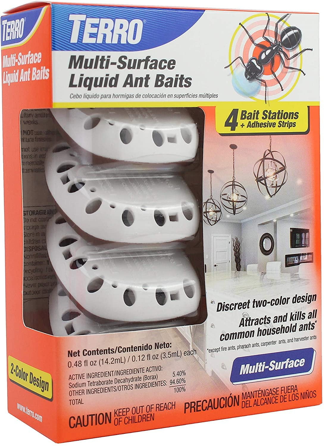 TERRO T334 MultiSurface Liquid Ant Baits 4 Discreet Bait Stations