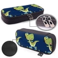 thumbnail image 4 of Vsdgher Dino Playing Roller Skate Print Pen Case Leather Pencil Pouch Markers Holder Big Capacity Bag with Zippered Pocket for Stationery Tool, 4 of 6