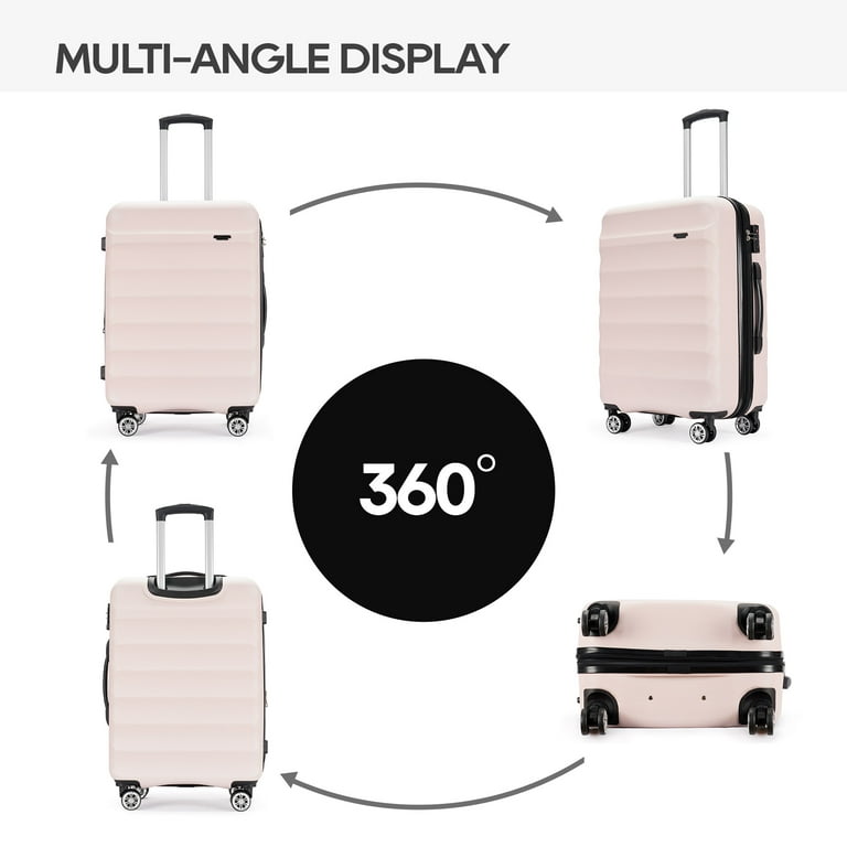 Ginza Travel 3 Piece Hardside Expandable Luggage Set,Suitcase with Spinner Wheels and TSA Lock,Pink, Size: 3PCS(20+24+28)