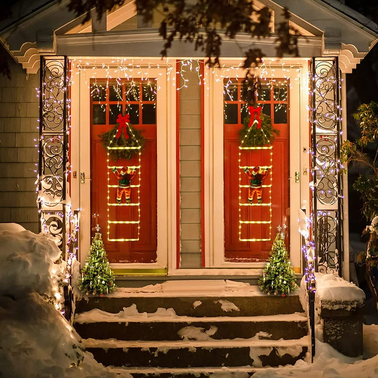 KOMI Christmas Decorations LED Ladder Lights with Climbing Santa