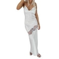 thumbnail image 2 of VISgogo Vestido largo para mujer, correa de espagueti, sin mangas, de encaje, transparente, color sólido, vestidos divididos VISgogo  moda, 2 of 9