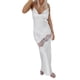 thumbnail image 2 of VISgogo Vestido largo para mujer, correa de espagueti, sin mangas, de encaje, transparente, color sólido, vestidos divididos VISgogo  moda, 2 of 9