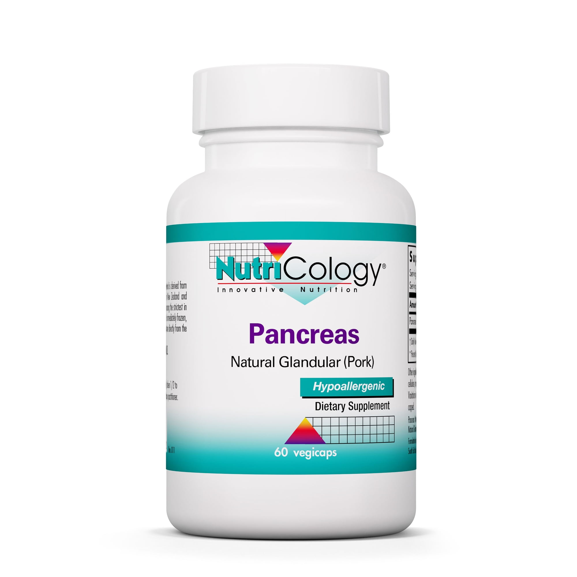 NutriCology Pancreas Pork Natural Glandular, Digestive Support, Enzymes 60 Vegicaps