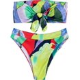 thumbnail image 1 of Traje de baño gráfico para mujer con lazo frontal y cintura alta Multicolor por todo el contorno M Multicolor por todo el contorno M Xishao ropa, 1 of 2