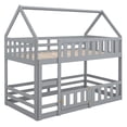 thumbnail image 4 of Euroco Wood Twin over Twin Bunk Bed, House Floor Bed with Fence and Door, Gray, 4 of 17