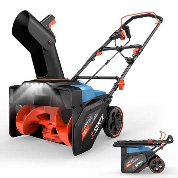SENIX 18-Inch Corded Electric Snow Blower,8" Clearing Depth,650lbs/min, 33FT Throw,LED Light, Foldable Handle,Corded Electric Snow Thrower