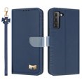 thumbnail image 2 of Compatible with Samsung Galaxy S22 Crossbody Wallet Case,RFID Blocking Card Holder Slots Soft PU Leather+Inner TPU Magnetic Closure Shoulder Strap& Wrist Strap Bow Design Phone Case,Darkblue, 2 of 12