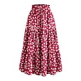thumbnail image 1 of Women's Floral Tiered Ruffle Maxi Skirts Boho A Line Flared High Waist Vintage Flowy Long Skirt with Drawstring, 1 of 5