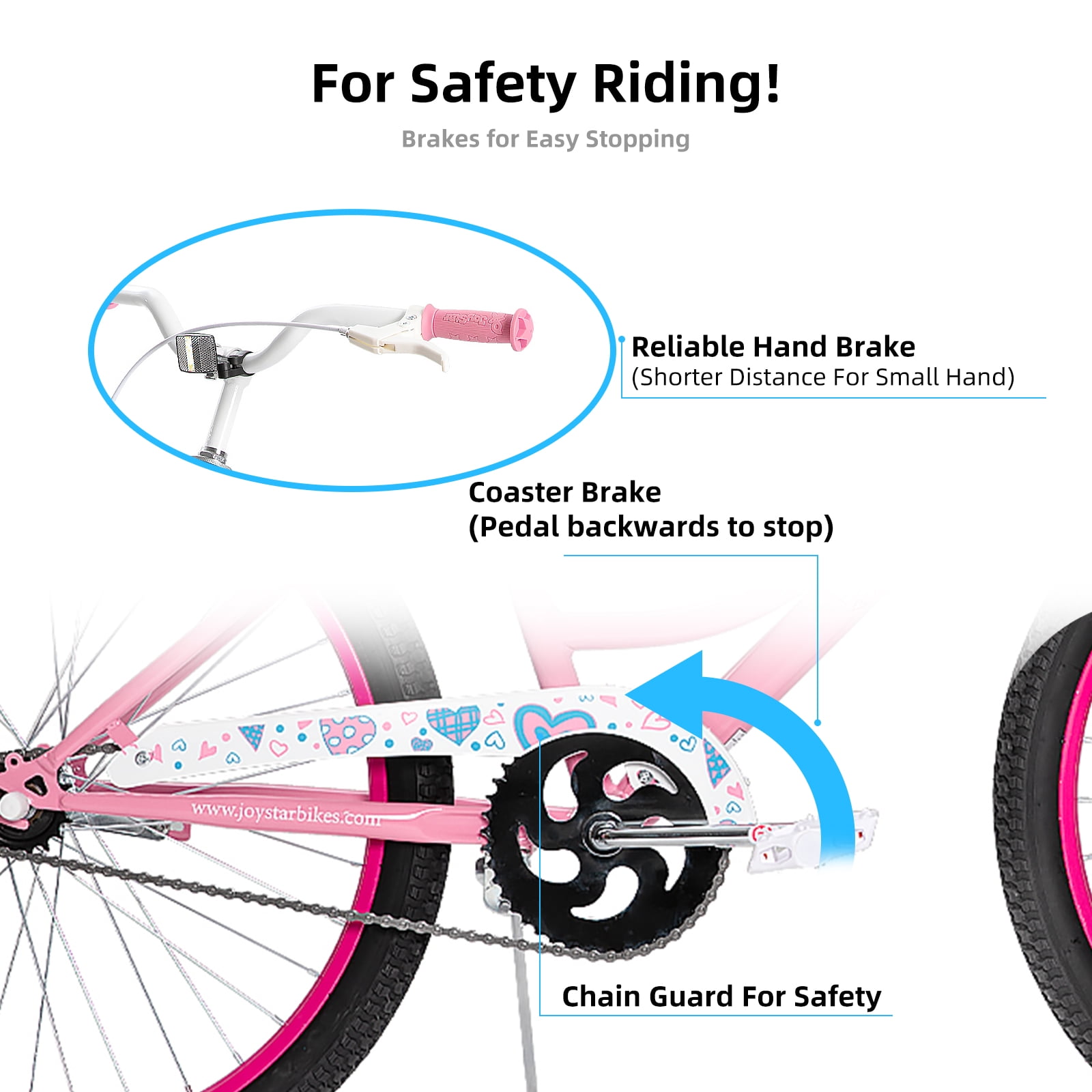 JOYSTAR 24 inch Girls Bike for 8-12 Years Old, Kids Bike with Handbrake, Pink