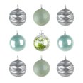 thumbnail image 5 of National Tree Company Christmas Ornaments, Silver, Blue, and Green, Ball Ornaments, Glittered, Set of 9, 5 of 5