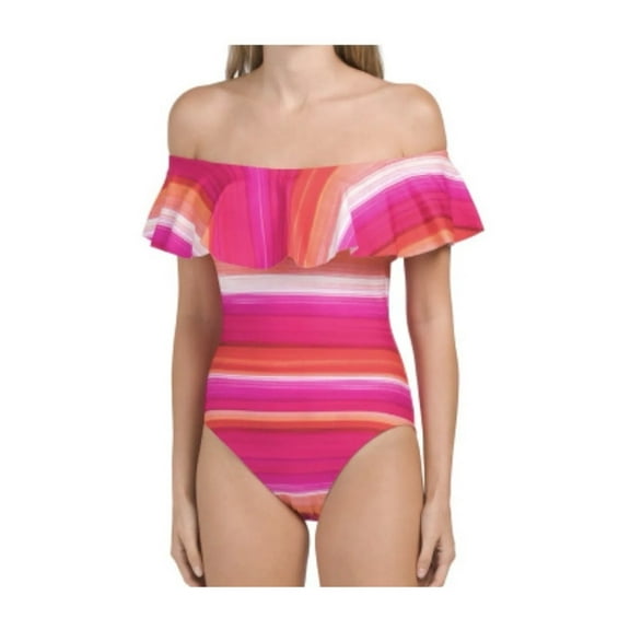 TRINA TURK SOLTICE OFF- THE- SHOULDER RUFFLE ONE-PIECE SIZE 10