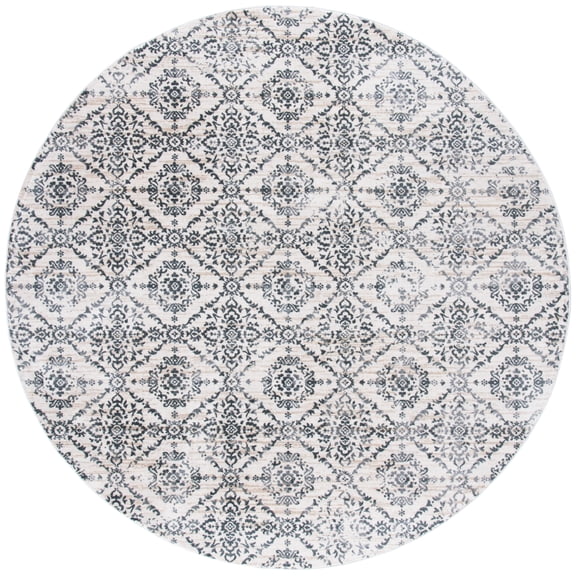 SAFAVIEH Martha Stewart Isabella Diamond Area Rug, Cream/Grey, 6'7" x 6'7" Round