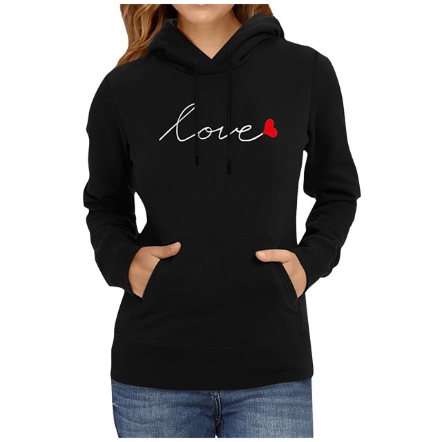 Hauts de Mode pour Femmes, Pull à Capuche à Manches Longues, Impression Couleur Unie