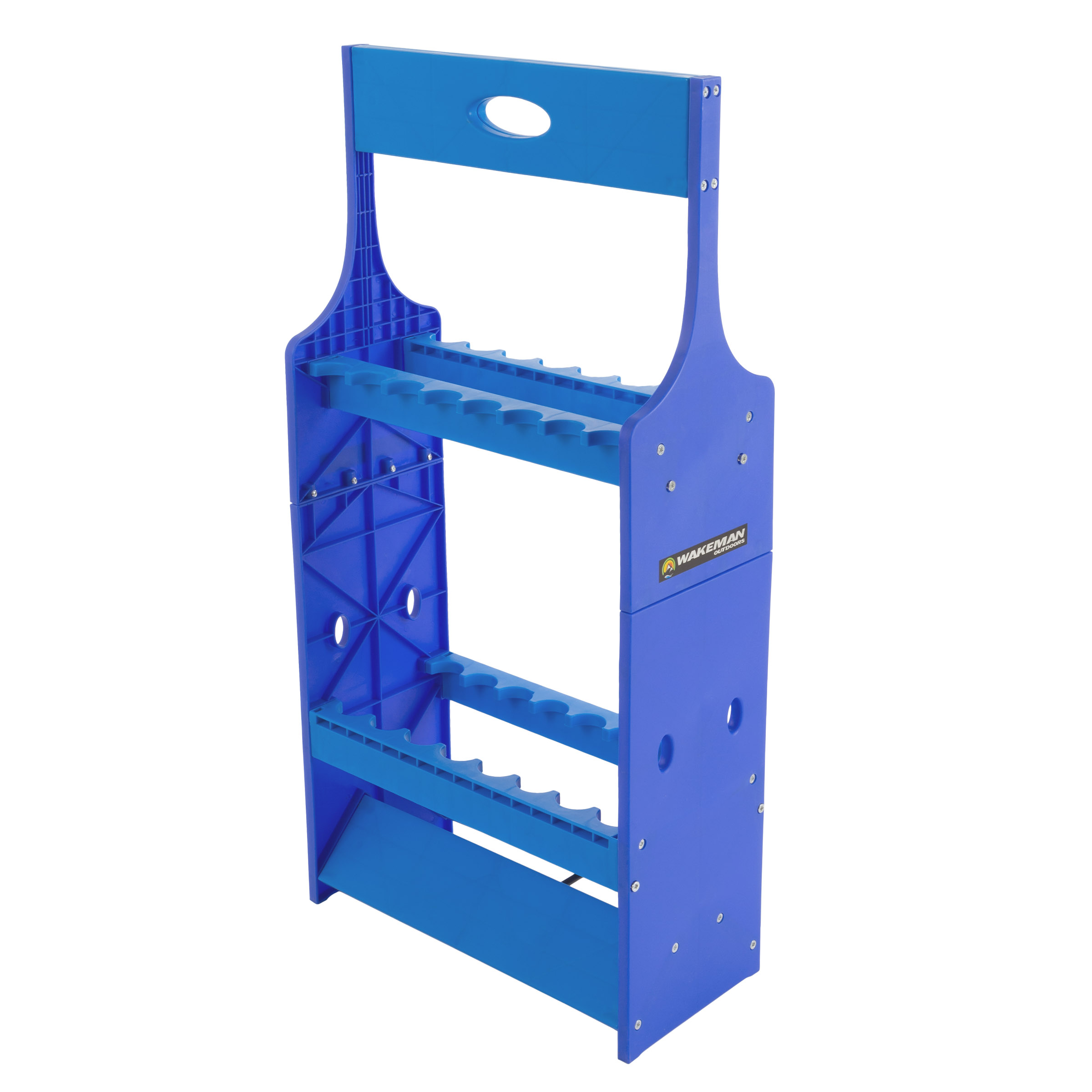 Wakeman Fishing Rod Rack - Plastic Floor Storage Holder, Organizer Stand for Home or Garage, Fits 16 Freshwater or Saltwater Rods