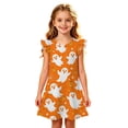 thumbnail image 5 of Gunia Toddler Girls Nightgowns Pjs For Girls Halloween Ghost Flutter Sleeve Nightgown Summer Casual Halloween Print Dress Night Gowns Sleepwear Orange 4-5 Years, 5 of 5