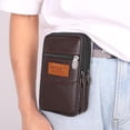 thumbnail image 3 of Yucurem 3pcs Casual PU Sports Men Phone Purse Waist Bag (Vertical Brown), 3 of 10