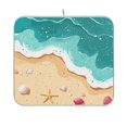 thumbnail image 2 of Waves and Seashells Dish Drying Mat Kitchen Mats Microfiber Counter Absorbent Dish Pad Drainer Rack, 2 of 8