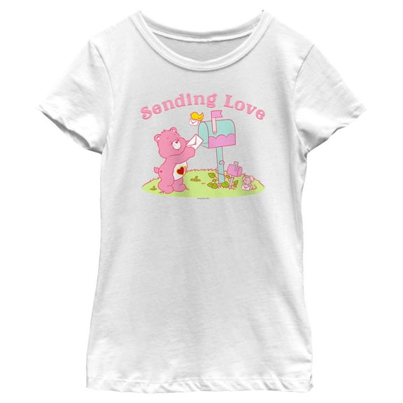 Girl's Care Bears Valentine’s Day Sending Love  Graphic Tee White Medium