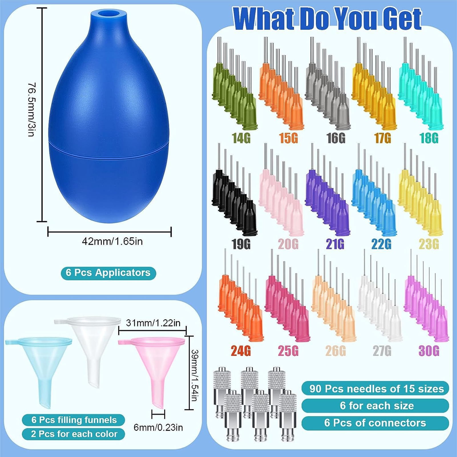 Ludlz 108Pcs Pottery Tools with Slip Trailer Bottle Assorted Fine Tip Needle Replacement Filling Funnel Connector Precision Applicator Glaze Bottle Clay DIY Tools Kit