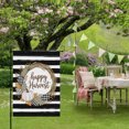 thumbnail image 5 of Happy Harvest House Flags For Outdoor, Fall White Pumpkin Oak Leaf Wreath Black Whote Stripes Small Double Side Yard Flags Weather Proof House Decor for Lawn Outside Holiday 28 x 40 Inches, 5 of 9