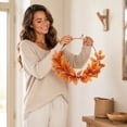 thumbnail image 6 of Fall Wreaths for Front Door, Metal Hoop Fall Wreath with Orange Leaves Red Berries, Front Door Wreaths for Summer Door Decor Fall Wedding Decor Thanksgiving Harvest Home Decor, 16.92 Inch by XSAOP, 6 of 7