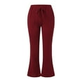 thumbnail image 4 of Women High Waisted Wide Leg Pants Fashion Drawstring Elastic Trousers Comfy Straight Leg Long Pants With Pockets Business Casual for Women Pants plus Size, 4 of 6