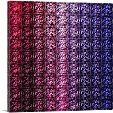 ARTCANVAS Purple Color Grid Jewel Pixel Canvas Art Print - Size: 18" x 18" (0.75" Deep)