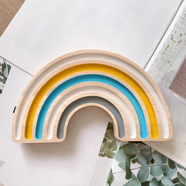 iris , bloque de de adorno de juguete apilable, artesanía decorativa creativa para decoración de , estanterías, accesorios , Blanco Hugo Arco iris de madera