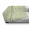 thumbnail image 2 of Leaf Soft Flannel Fleece Throw Blanket, Watercolors Green Tea Leaves and Branches Lines and Patterns Contemporary Artwork, Cozy Plush for Indoor and Outdoor Use, 50" x 60", Green Ecru, by Ambesonne, 2 of 5