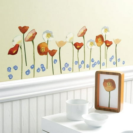 Wallies Peel & Stick Springtime Poppies, 2 sheets Wall Sticker