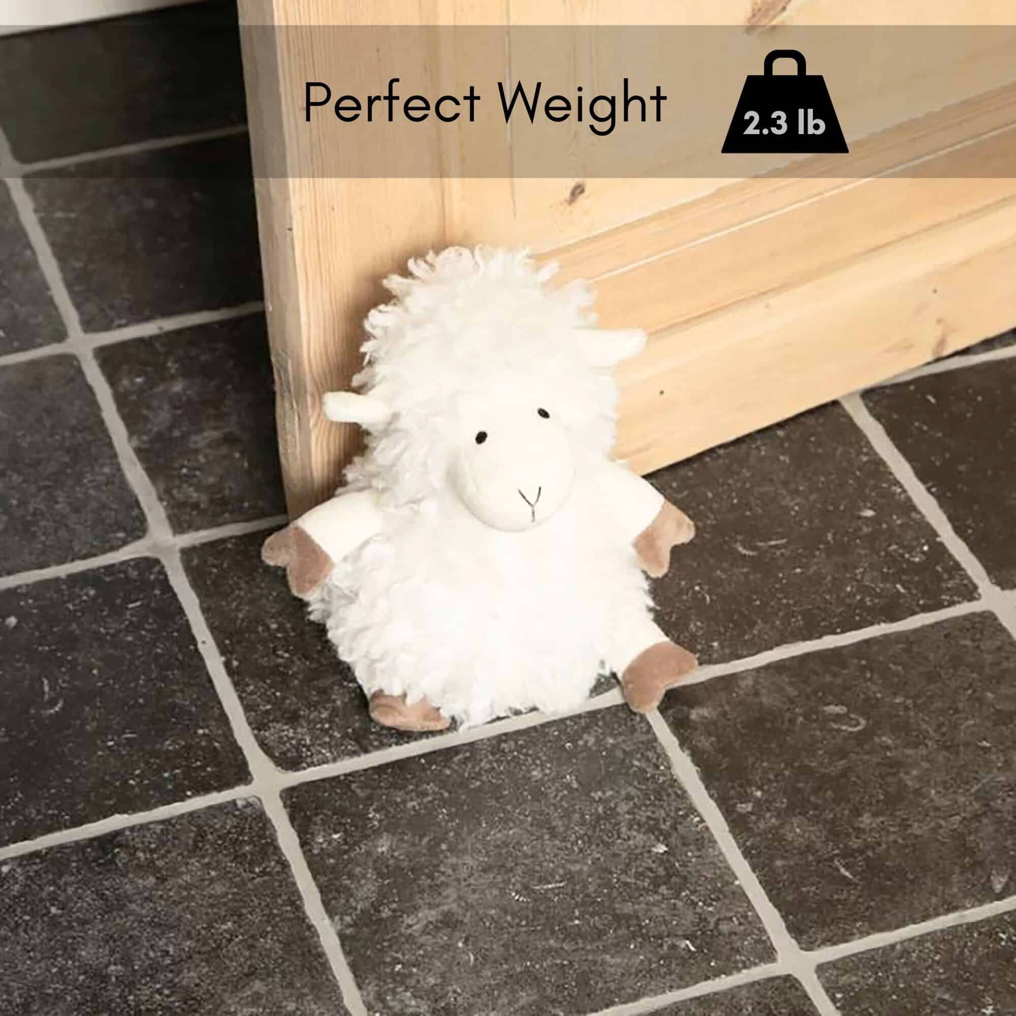 Decorative Sheep Door Stopper, 2.3 lb Weighted, Ecru