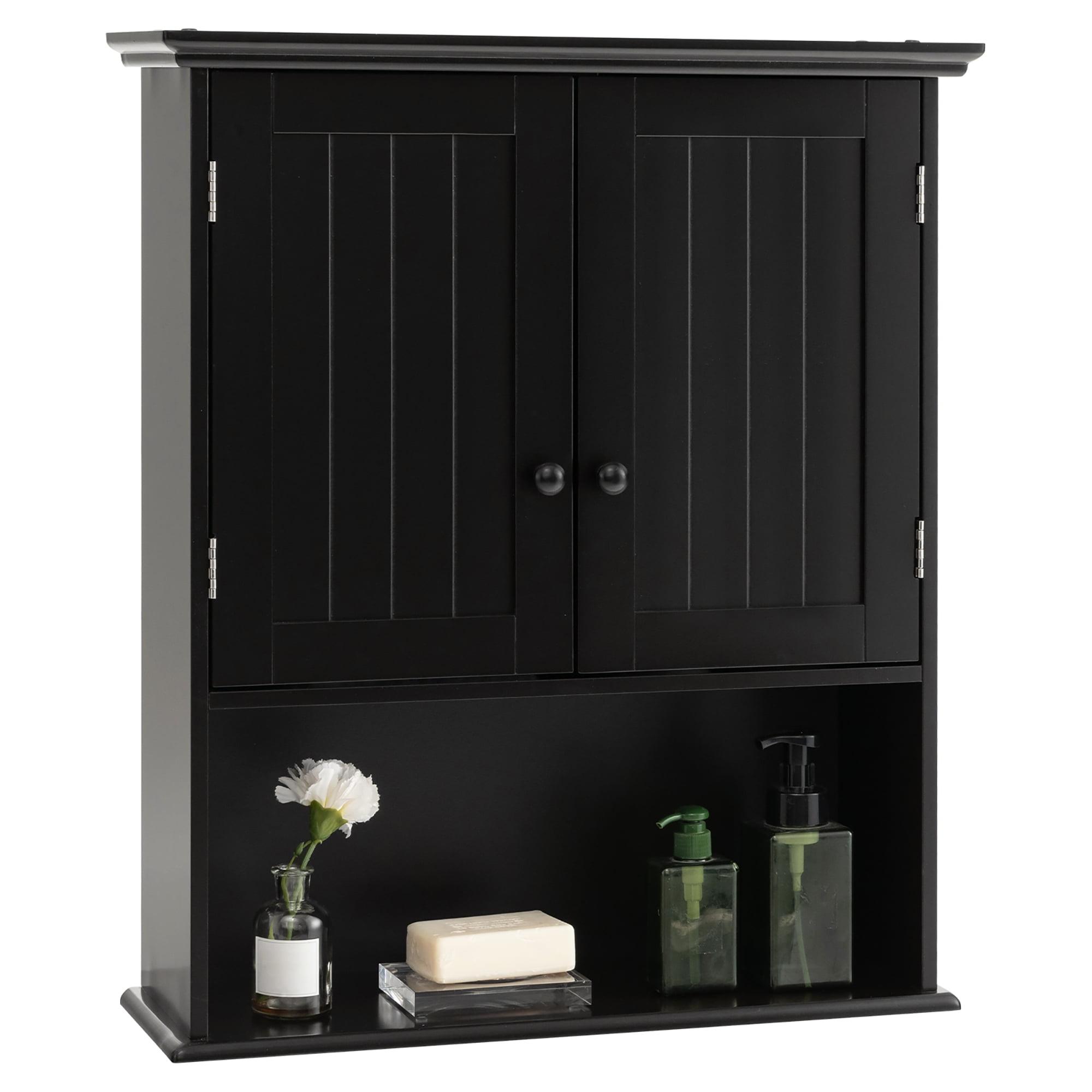Costway Wall Mount Bathroom Cabinet Wooden Medicine Cabinet Storage ...