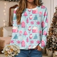 thumbnail image 2 of larppty Christmas Sweatshirt Women Funny Ugly Christmas Pullover Shirt Xmas Holiday Santa Prints Long Sleeve Tops （Sky Blue, M）, 2 of 6