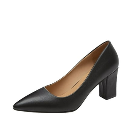 

YanHoo Women’s Chunky Low Block Heels Closed Toe Dress Pumps Shoes