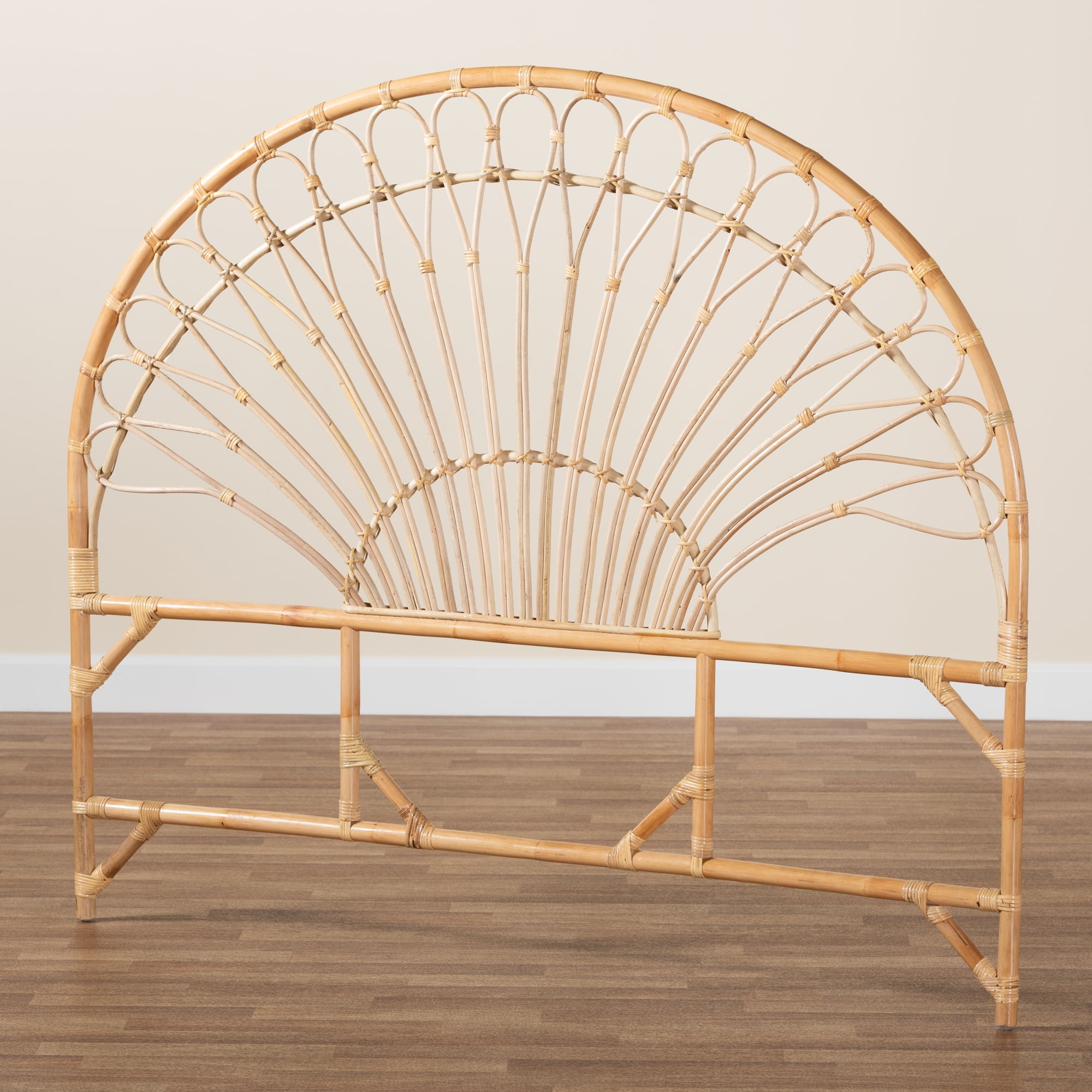 bali & pari Devereaux Modern Bohemian Natural Brown Rattan Queen Size Standalone Headboard